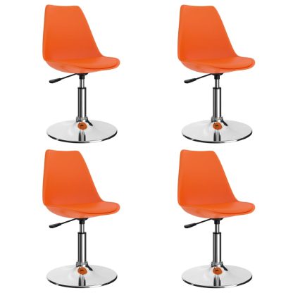Drejelige spisebordsstole 4 stk. kunstlæder orange