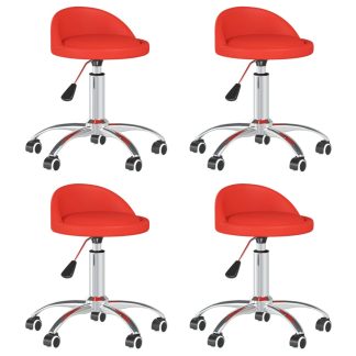 Drejelige spisebordsstole 4 stk. kunstlæder rød