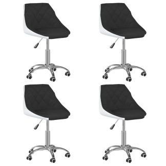 Drejelige spisebordsstole 4 stk. kunstlæder sort og hvid