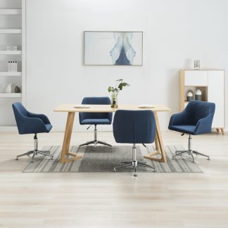 Drejelige spisebordsstole 4 stk. stof blå