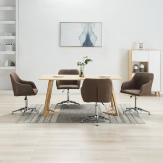 Drejelige spisebordsstole 4 stk. stof brun