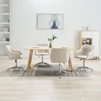 Drejelige spisebordsstole 4 stk. stof cremefarvet