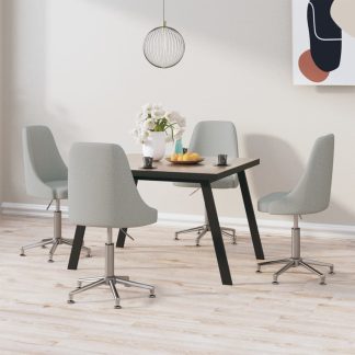 Drejelige spisebordsstole 4 stk. stof lysegrå