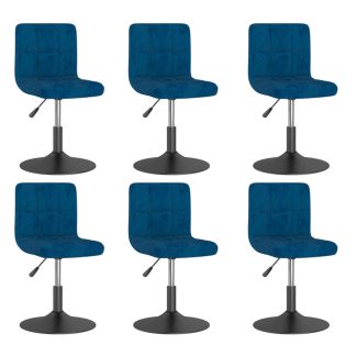 Drejelige spisebordsstole 6 stk. fløjl blå