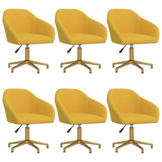 Drejelige spisebordsstole 6 stk. fløjl gul