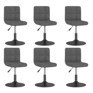 Drejelige spisebordsstole 6 stk. fløjl mørkegrå