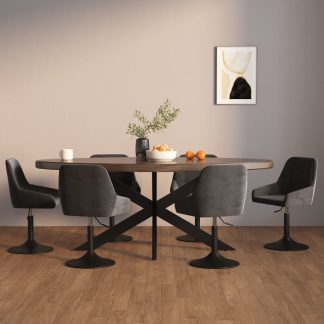 Drejelige spisebordsstole 6 stk. fløjl mørkegrå