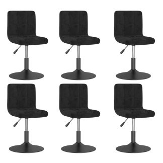 Drejelige spisebordsstole 6 stk. fløjl sort