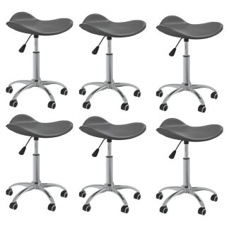 Drejelige spisebordsstole 6 stk. kunstlæder grå