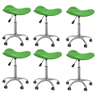 Drejelige spisebordsstole 6 stk. kunstlæder grøn