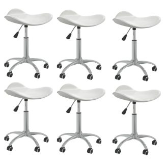 Drejelige spisebordsstole 6 stk. kunstlæder hvid