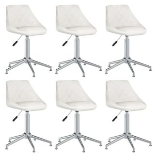 Drejelige spisebordsstole 6 stk. kunstlæder hvid