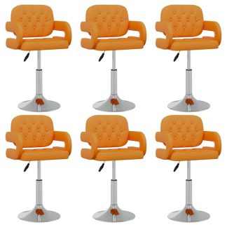 Drejelige spisebordsstole 6 stk. kunstlæder orange