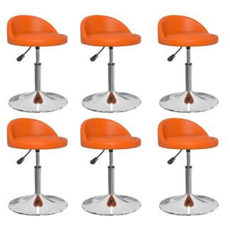 Drejelige spisebordsstole 6 stk. kunstlæder orange