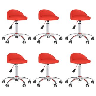 Drejelige spisebordsstole 6 stk. kunstlæder rød