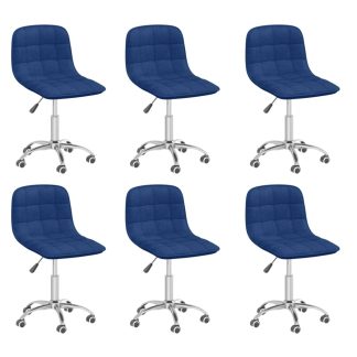 Drejelige spisebordsstole 6 stk. stof blå
