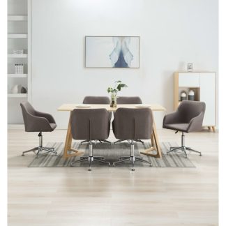 Drejelige spisebordsstole 6 stk. stof gråbrun