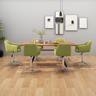 Drejelige spisebordsstole 6 stk. stof grøn