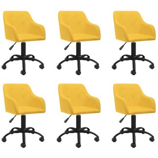 Drejelige spisebordsstole 6 stk. stof gul