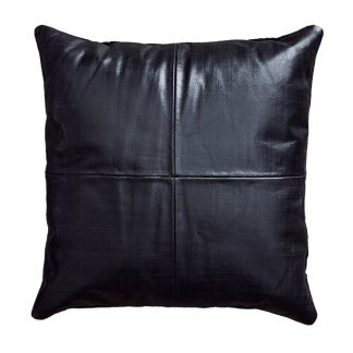 FUHRHOME Athens pude, sort læder, bagside af ruskind (45x45) - Unika