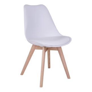 HOUSE NORDIC Molde spisebordsstol - hvidt kunstlæder og plastik m. natur træben