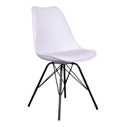 HOUSE NORDIC Oslo spisebordsstol - hvidt kunstlæder og plastik m. sorte stålben