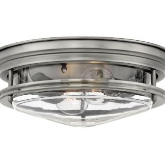 Hadrian Badeværelseslampe i stål og glas Ø30,5 cm 2 x E27 - Antik nikkel/Klar