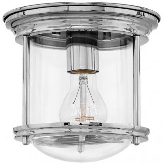 Hadrian Mini Badeværelseslampe i stål og glas Ø19,6 cm 1 x E27 - Poleret krom/Klar
