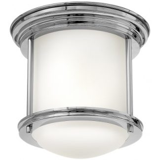 Hadrian Mini Badeværelseslampe i stål og glas Ø19,6 cm 1 x E27 - Poleret krom/Opalhvid