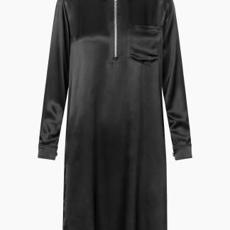 Half Zip Shirt Dress - Black - Han Kjøbenhavn - Sort XS