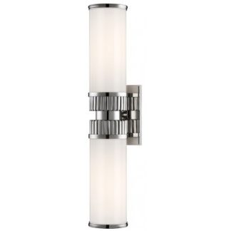 Harper Badeværelseslampe i messing og opalglas H53,5 cm 2 x E27 - Poleret nikkel/Opalglas