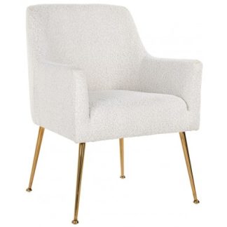 Harper spisebordsstol i polyester H87 cm - Børstet guld/Hvid