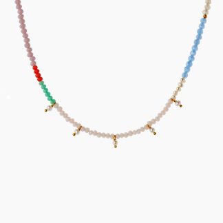 Heavenly Pearl Dream Necklace With Five Pendants - Gold/Coral/Cool Mint - Stine A - Multi One Size