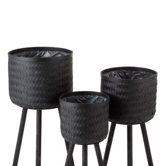 Holly potteskjulere i sort bambus - sæt med 3 stk. fra J-Line