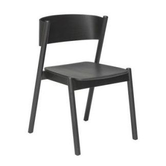 Hübsch Oblique spisebordsstol i egetræ og egetræsfinér H80 cm - Sort
