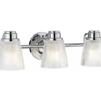 Hudson Badeværelseslampe i stål og glas B54,5 cm 3 x G9 LED - Poleret krom/Klar kantet