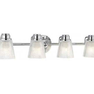 Hudson Badeværelseslampe i stål og glas B81,8 cm 4 x G9 LED - Poleret krom/Klar kantet