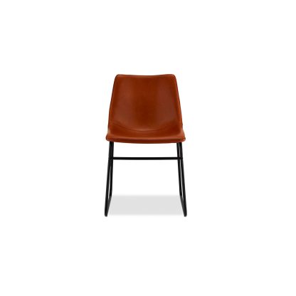 Indiana spisebordsstol - cognacfarvet kunstlæder og sorte ben