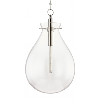 Ivy Loftlampe i stål og glas Ø46 cm 1 x E27 - Poleret nikkel/Klar