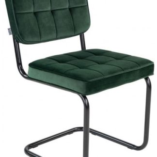 Ivy spisebordsstol i metal og velour H84 cm - Sort/Mørkegrøn
