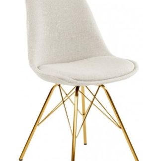 Jens spisebordsstol i metal og polyester H87 cm - Guld/Cremehvid