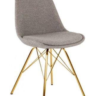Jens spisebordsstol i metal og polyester H87 cm - Guld/Grå