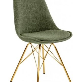 Jens spisebordsstol i metal og polyester H87 cm - Guld/Grøn