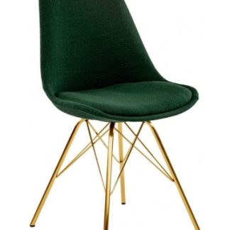 Jens spisebordsstol i metal og polyester H87 cm - Guld/Mørkegrøn