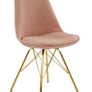 Jens spisebordsstol i metal og polyester H87 cm - Guld/Rosa
