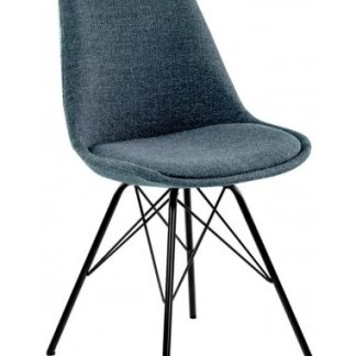 Jens spisebordsstol i metal og polyester H87 cm - Sort/Blå
