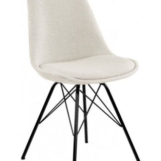Jens spisebordsstol i metal og polyester H87 cm - Sort/Cremehvid