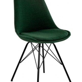 Jens spisebordsstol i metal og polyester H87 cm - Sort/Mørkegrøn