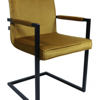 Jim spisebordsstol i metal og velour H90 cm - Sort/Gylden