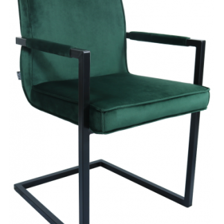 Jim spisebordsstol i metal og velour H90 cm - Sort/Mørkegrøn